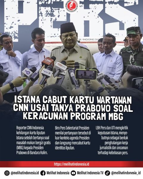 Istana Cabut Kartu Wartawan CNN Usai Tanya Prabowo soal Keracunan Program MBG?