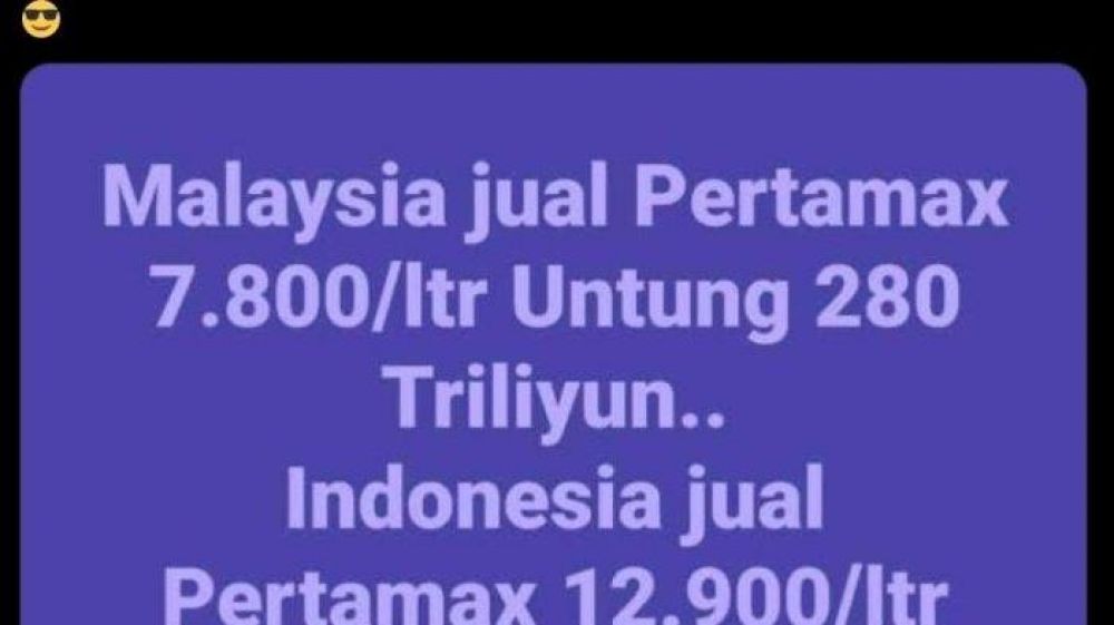 Bandingkan Harga Pertamax Dengan Negeri Jiran : Disana Rp7.800 Per Liter Untung 280 T, Di Sini Jual Rp12.900 Per Liter Malah Rugi Rp 968,5 T