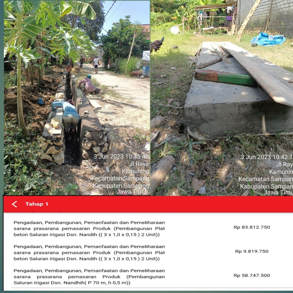 Aneh!!!Masih Dalam Tahap Pengerjaan, Tapi Laporan Realisasi Pekerjaan Gunakan DD Di Kamuning Sampang Ini Sudah Tampil Di Laman OM SPAN Kemenkeu