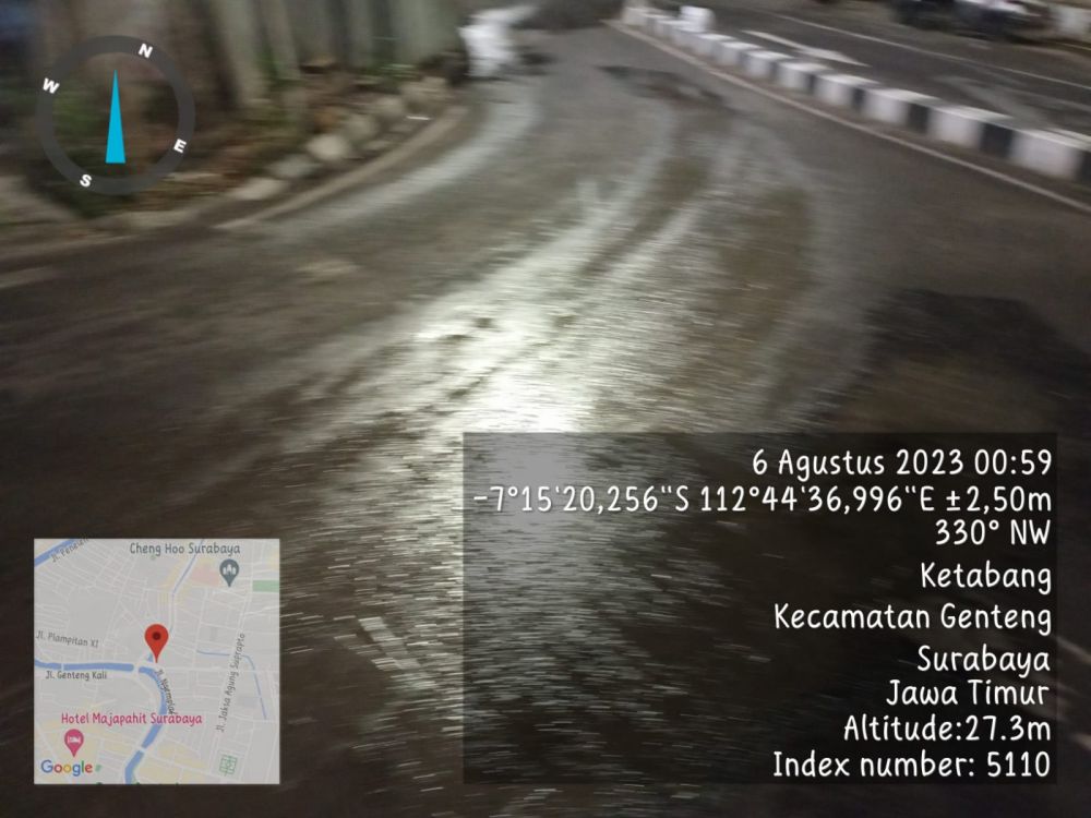 Pemotor Tergelincir! Diduga Karena Ceceran Oli Dump Truk Pengerjaan Box Culvert Di Jl Undaan Wetan, Korban Minta Tanggung Jawab Pemkot Surabaya