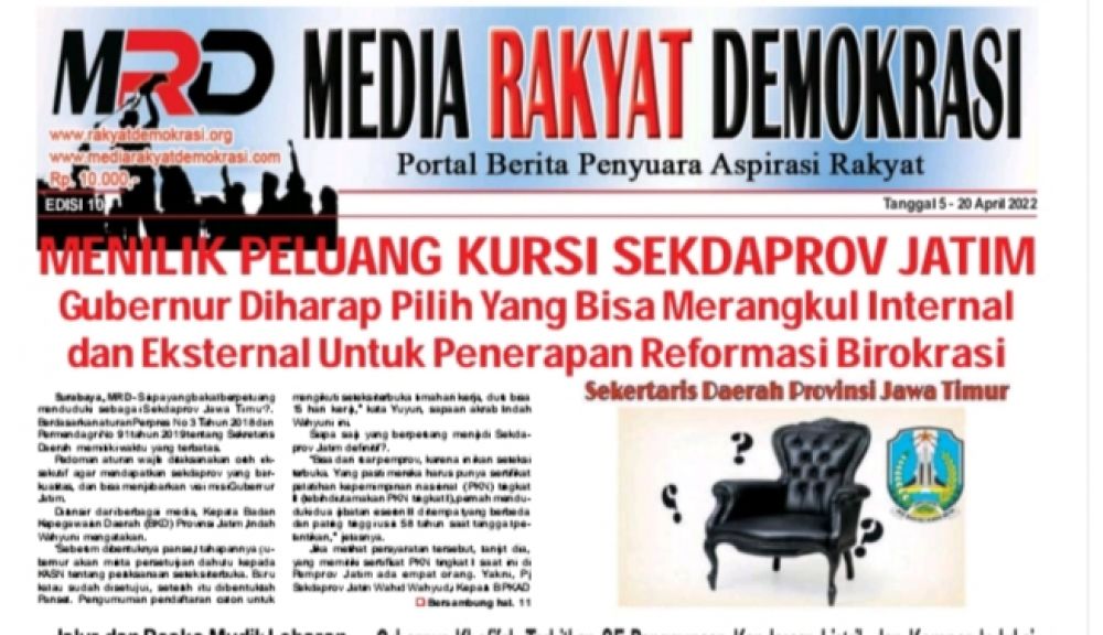 Salah Satu Kandidat Calon Sekdaprov Jatim Diduga Terlibat Korupsi Bansos, Gubernur Diminta Hati-Hati Jangan Sampai Salah Pilih