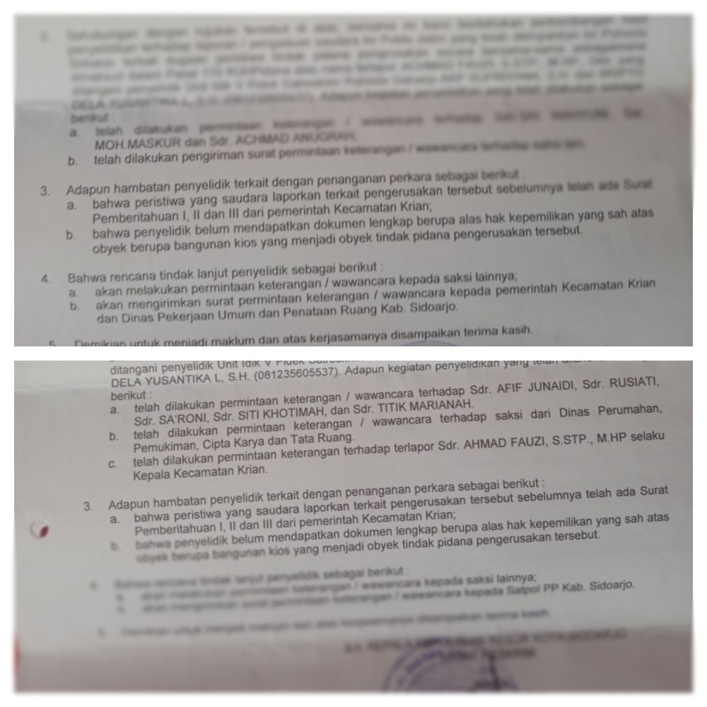 Terkait SP2HP Laporan Pengerusakan Warung Bibis Bunder Yang Diduga Copy Paste, LSM Bakal Adukan Ke Irwasda Dan Propam Polda Jatim