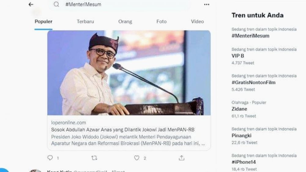Waduh..Tagar MenteriMesum Trending Topik, Siapakah Yang Dimaksud?