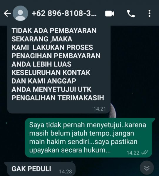 Ngeri!!! Debtcolektor Pinjol Tak Peduli Aturan Hukum Pemerintah, Bahkan Seolah Kebal Hukum
