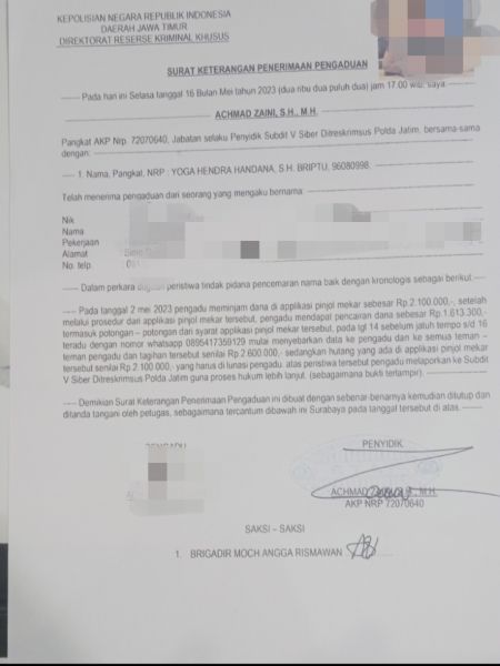 Belum Lewat Jatuh Tempo Tagihan Sudah Sebar Data, Debitur Ini Laporkan Aplikasi Pinjol Ilegal 'Mekar' Ke Polisi