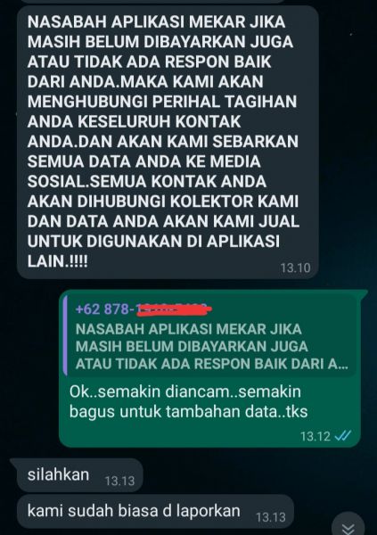 Ancam Dan Sebar Data Debitur, DC Pinjol Mekar Merasa Kebal Hukum : Silahkan Dilaporkan, Kami Sudah Terbiasa