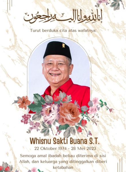 Innalilahiwainailaihirojiun! Whisnu Sakti Buana Mantan Wali Kota Surabaya Meninggal Dunia