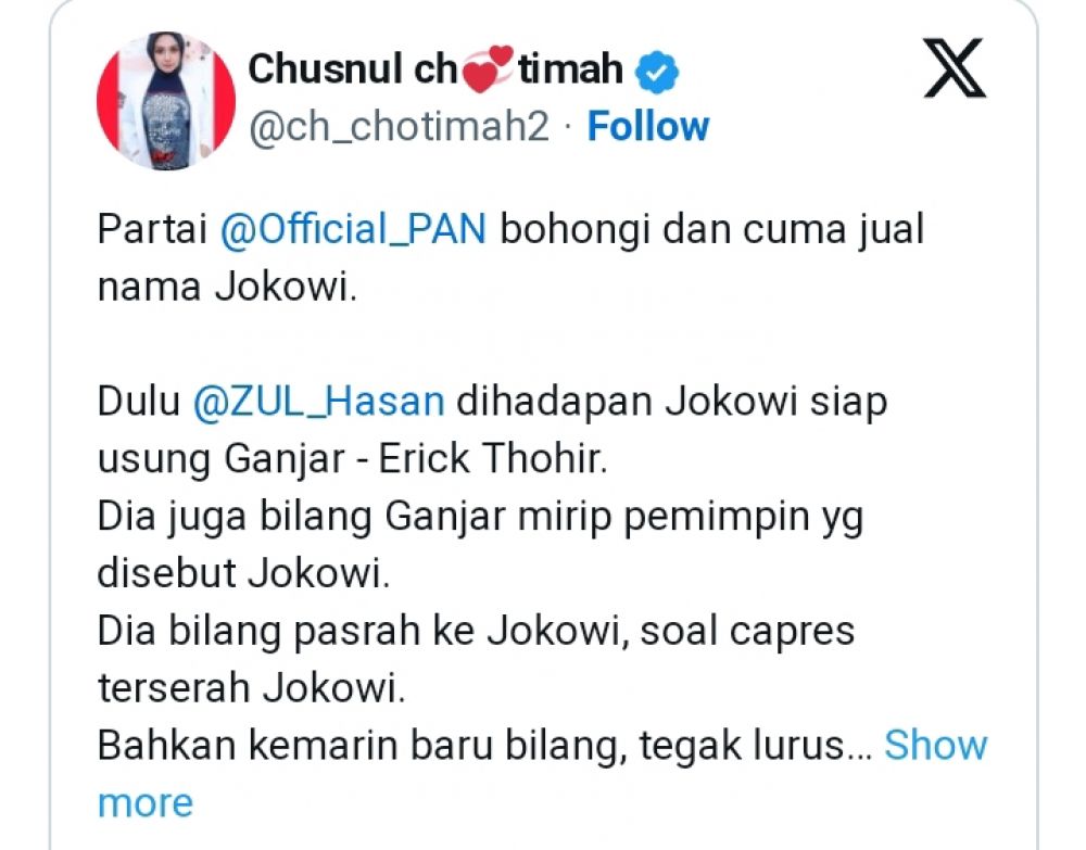 Dukung Prabowo Di Pilpres 2024, Perilaku Ketum PAN Zulhas Dikuliti Relawan Ganjar Pranowo : Bohong Dan Suka Jual Nama Jokowi, Padahal..