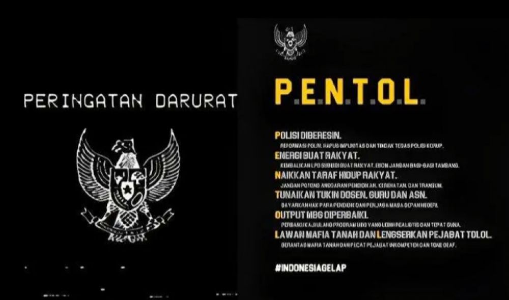 Gambar Garuda Hitam Dinarasikan Indonesia Gelap Dan Gerakan PENTOL Menggema Di Medsos, Bakal Ada Demo Besar-Besaran?