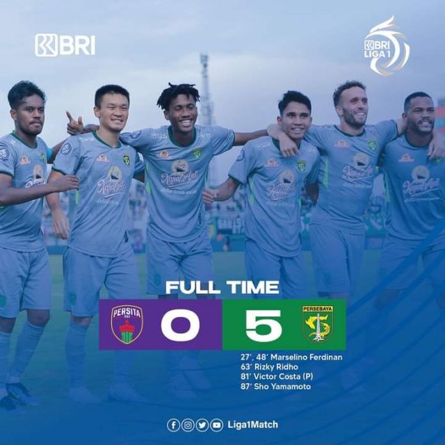 Lanjutan Liga 1 Indonesia Persita Tangerang VS Persebaya Surabaya, Bajol Ijo Bantai Pangeran Cisadane Dengan Skor 5-0