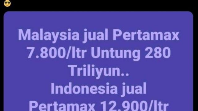 Bandingkan Harga Pertamax Dengan Negeri Jiran : Disana Rp7.800 Per Liter Untung 280 T, Di Sini Jual Rp12.900 Per Liter Malah Rugi Rp 968,5 T