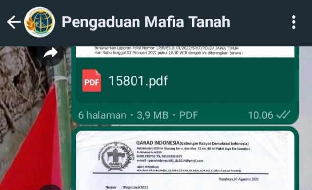 Dugaan Mafia Tanah Penggusuran Warung Bibis Terus Digulirkan, GARAD Laporkan Melalui Aplikasi Whatsaap Kementerian ATR/BPN