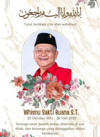 Innalilahiwainailaihirojiun! Whisnu Sakti Buana Mantan Wali Kota Surabaya Meninggal Dunia