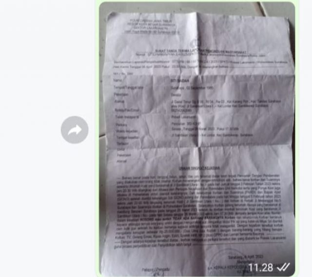 Adukan Perkara Tindak Pidana Pencurian Di Polsek Lakarsantri Surabaya, Siti Merasa Terintimidasi