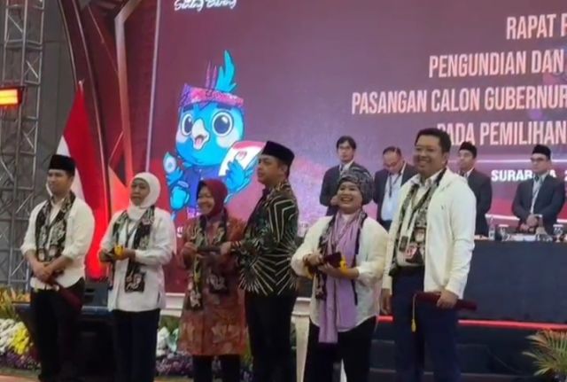 Pilgub Jatim 2024! Luluk-Lukman 01, Khofifah-Emil 02, Risma-Gus Hans 03