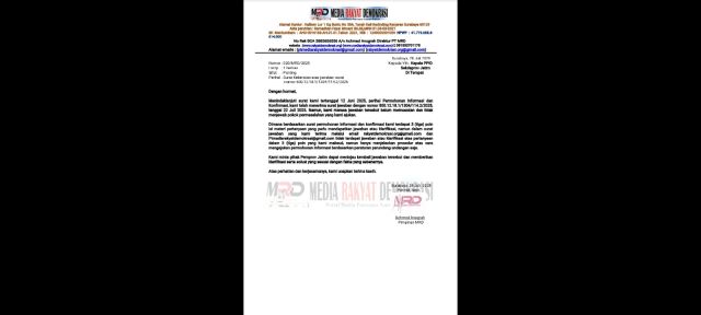 Tak Ada Klarifikasi Atas Surat Permohonan Dan Konfirmasi Soal Penggunaan APBD Untuk OPOP, MRD Kembali Layangkan Surat Keberatan Kepada Pemprov Jatim